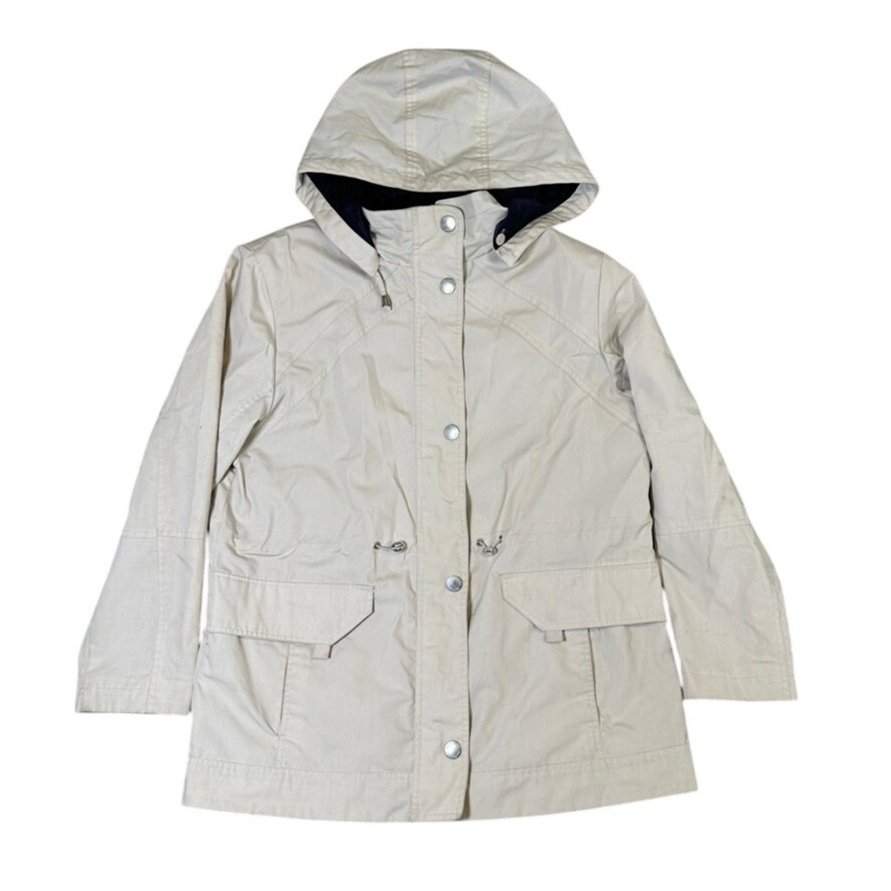 Mackintosh Hooded Utility Jacket Beige Full Zip Drawstring Waist Coat Women L